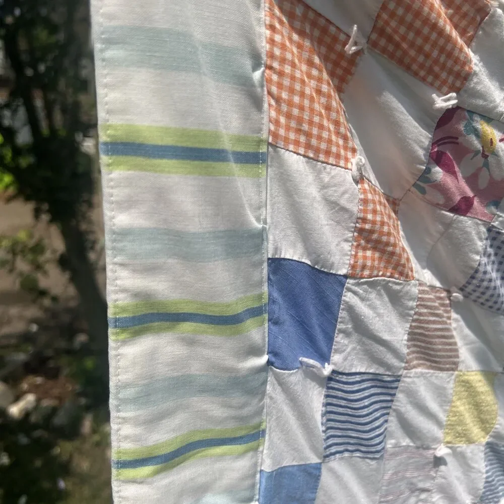 Twin patchwork quilt vintage 84 1/2X 75” squares, Striped Back
